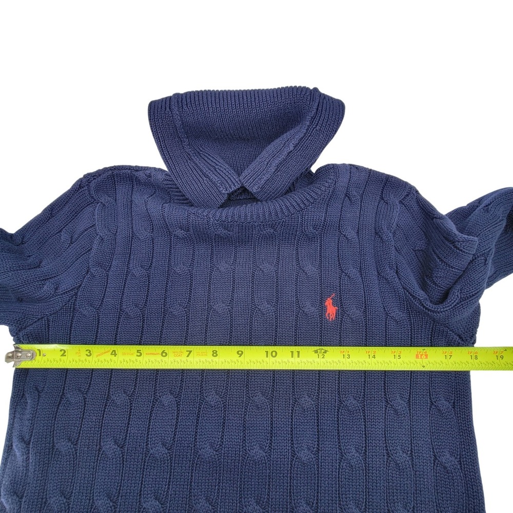 Ralph Lauren Sport Womens Navy Blue Cable Knit Turtleneck Cotton Sweater Dress S - Picture 7 of 10